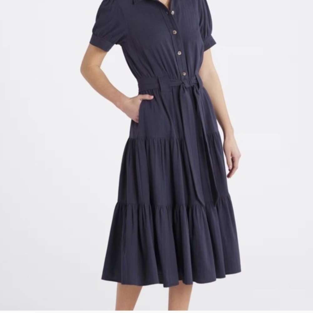 Kaileigh Navy Tiered Midi Dress